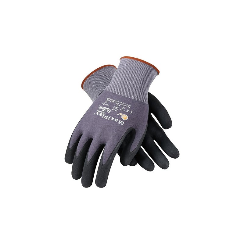MaxiFlex Ultimate ATG 34-874 - MEDIUM 34-874/Seamless Knit Nylon/Lycra Glove with Nitrile Coated icro-Foam Grip on Palm and Fingers, Gray/Black (Pack of 12) - Image 2